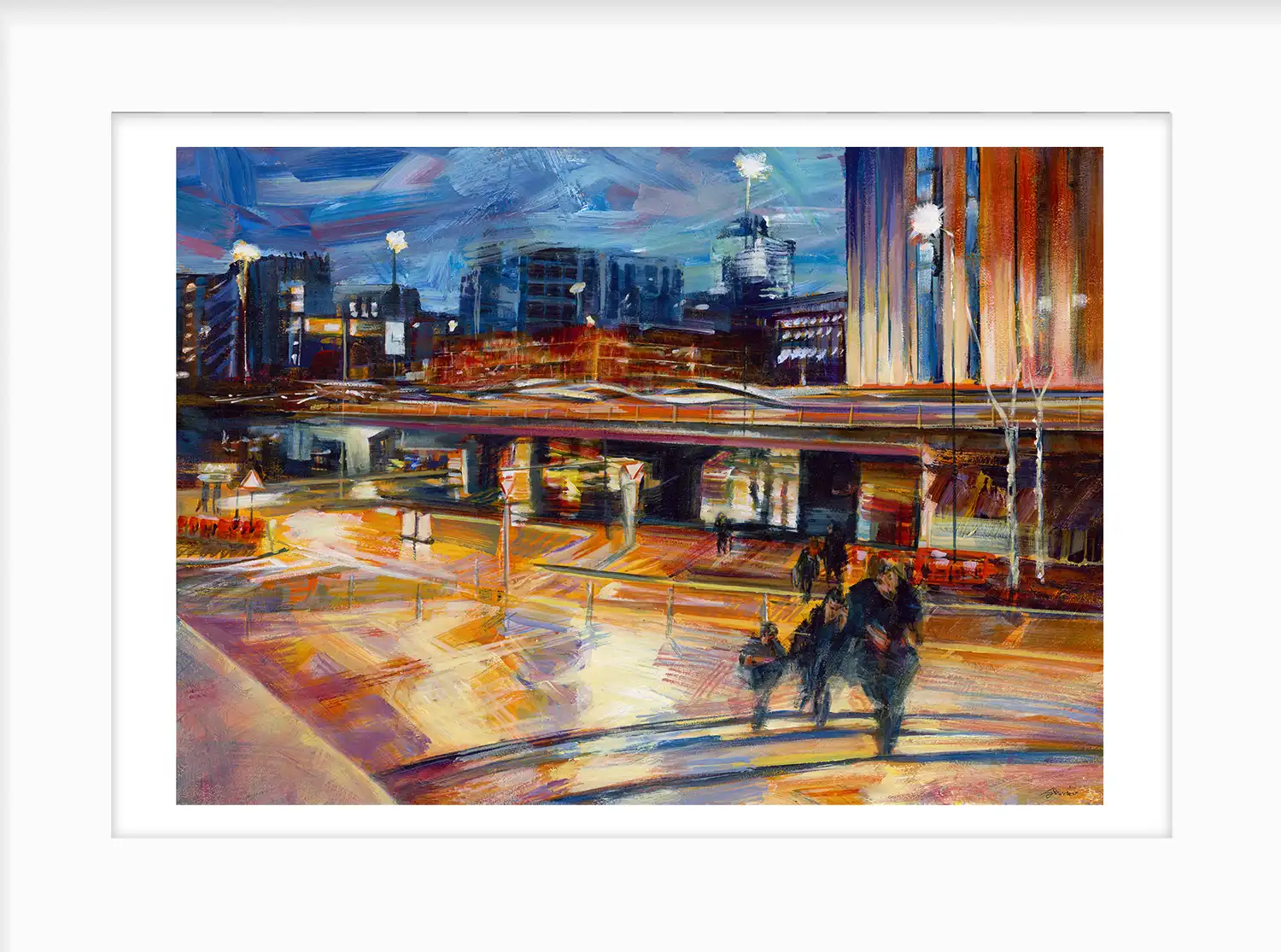 Mailbox – Suffolk Square Giclée Print by Julie Swinsco. Limited edition Birmingham night scene, signed and mounted ready for framing.